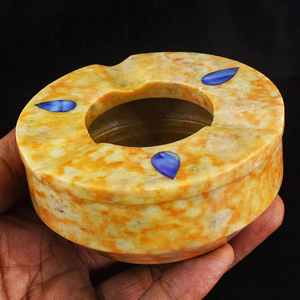 gemsmore:Beautiful Jasper Hand Carved Genuine Crystal Gemstone Carving Ash Trey