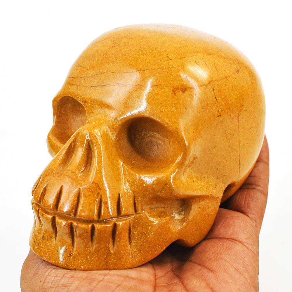 gemsmore:Beautiful Jasper Hand Carved Genuine Crystal Gemstone Carving Skull