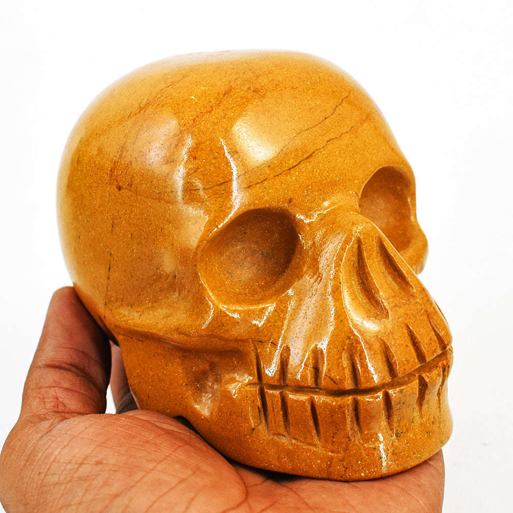 gemsmore:Beautiful Jasper Hand Carved Genuine Crystal Gemstone Carving Skull