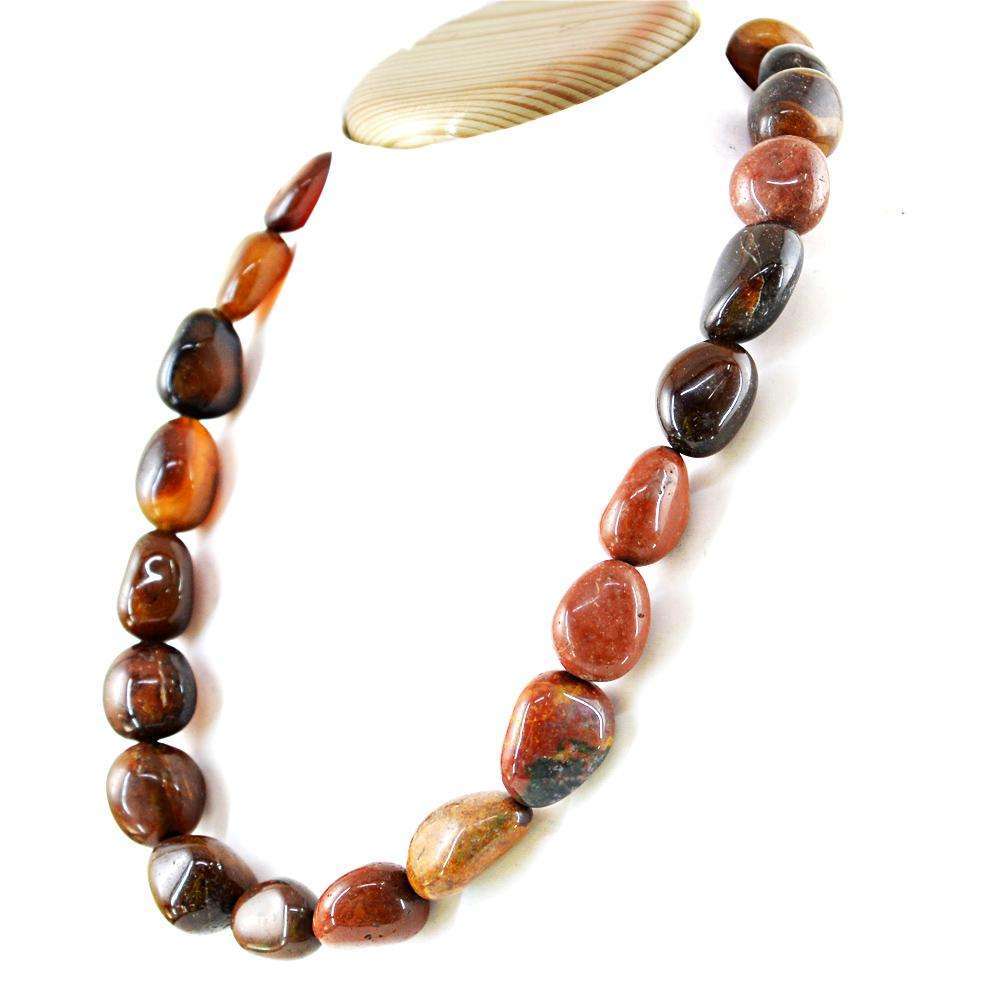 gemsmore:Beautiful Jasper Necklace Natural Single Strand Untreated Beads