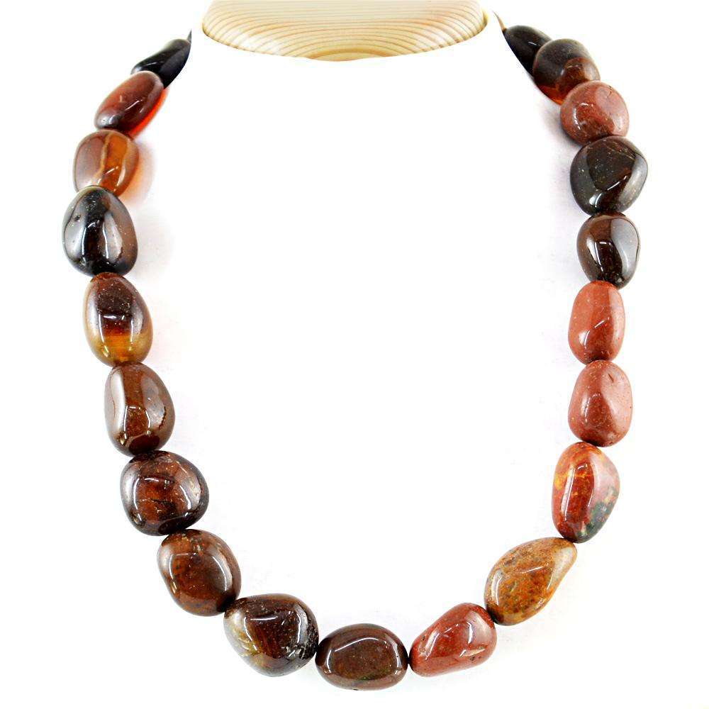 gemsmore:Beautiful Jasper Necklace Natural Single Strand Untreated Beads