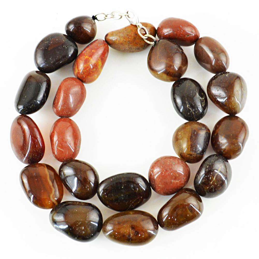 gemsmore:Beautiful Jasper Necklace Natural Single Strand Untreated Beads