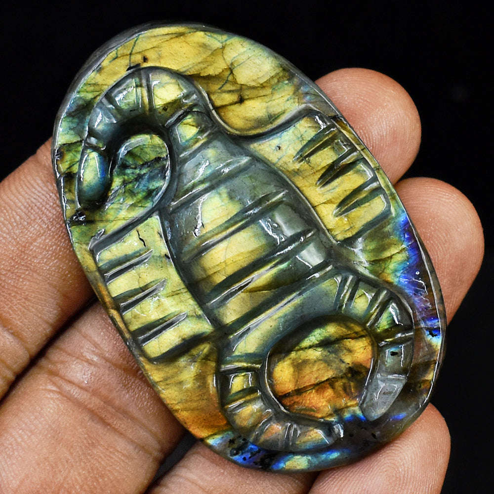 gemsmore:Beautiful Labradorite  Hand Carved Genuine Crystal Gemstone Carving Scorpion