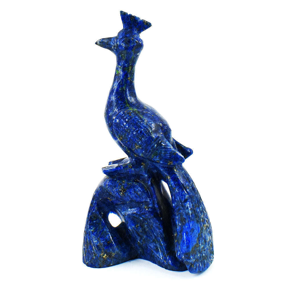 gemsmore:Beautiful Lapis Lazuli  Hand Carved Genuine Crystal Gemstone Carving Peacock
