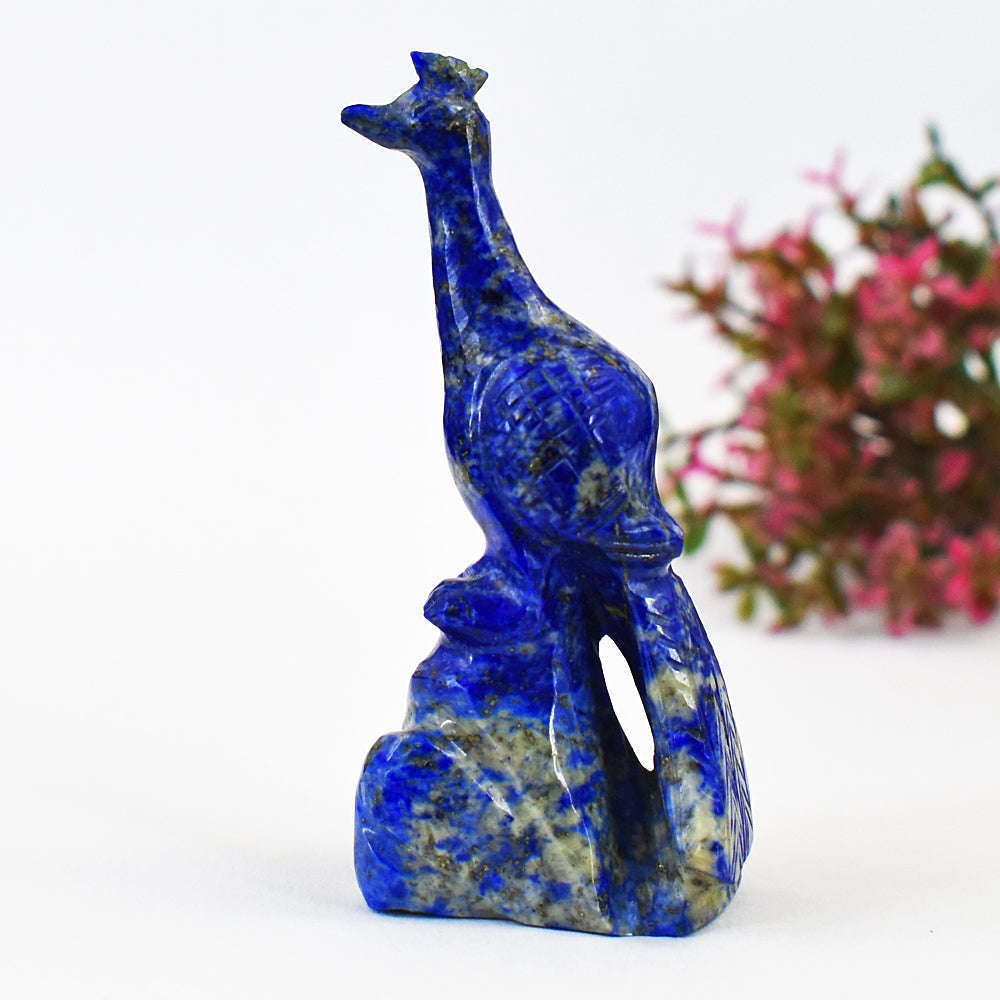 gemsmore:Beautiful Lapis Lazuli  Hand Carved Genuine Crystal Gemstone Carving Peacock