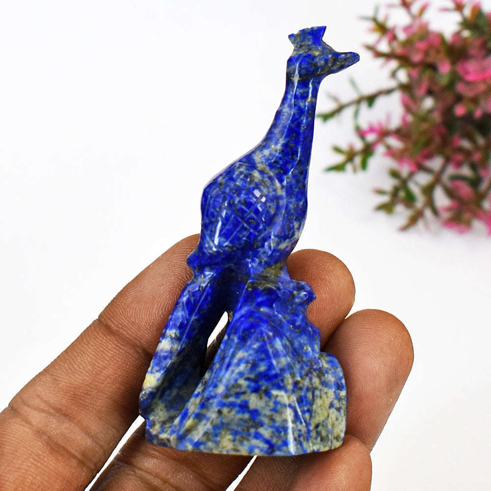 gemsmore:Beautiful Lapis Lazuli  Hand Carved Genuine Crystal Gemstone Carving Peacock