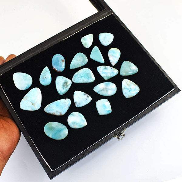 gemsmore:Beautiful Larimar Untreated Gemstone Cabochon Lot