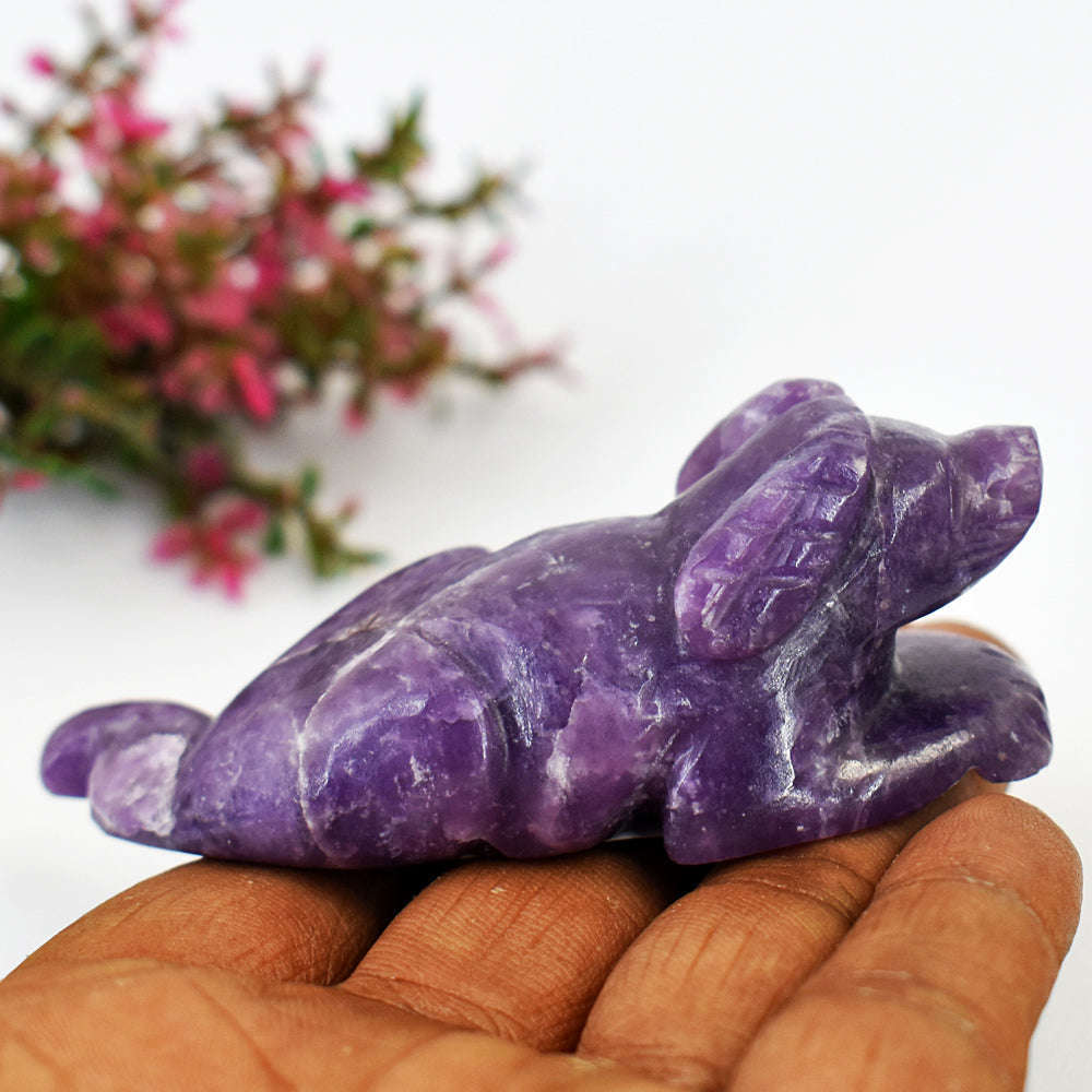 gemsmore:Beautiful Lepidolite Hand Carved Genuine Crystal Gemstone Carving Dog