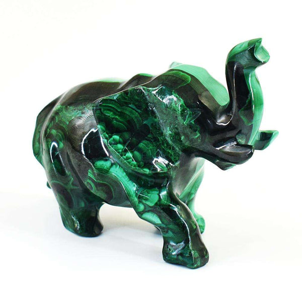 gemsmore:Beautiful Malachite Hand Carved Elephant