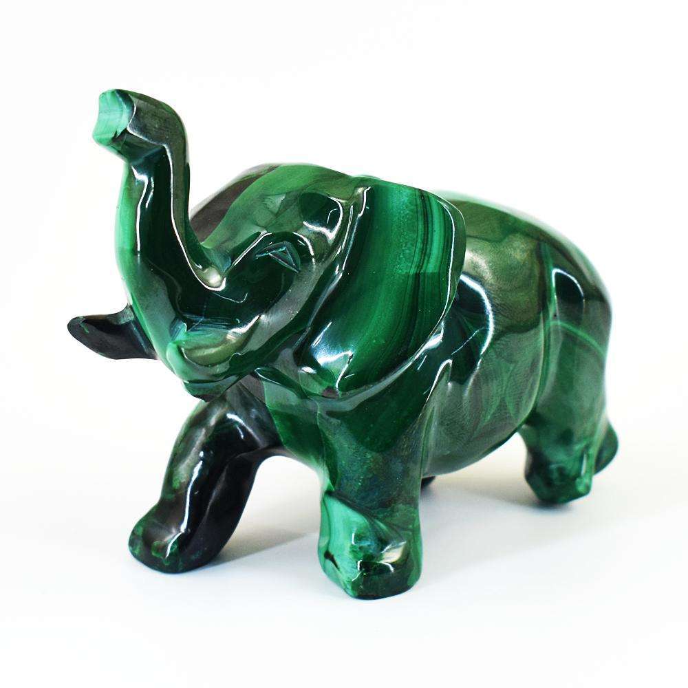 gemsmore:Beautiful Malachite Hand Carved Elephant