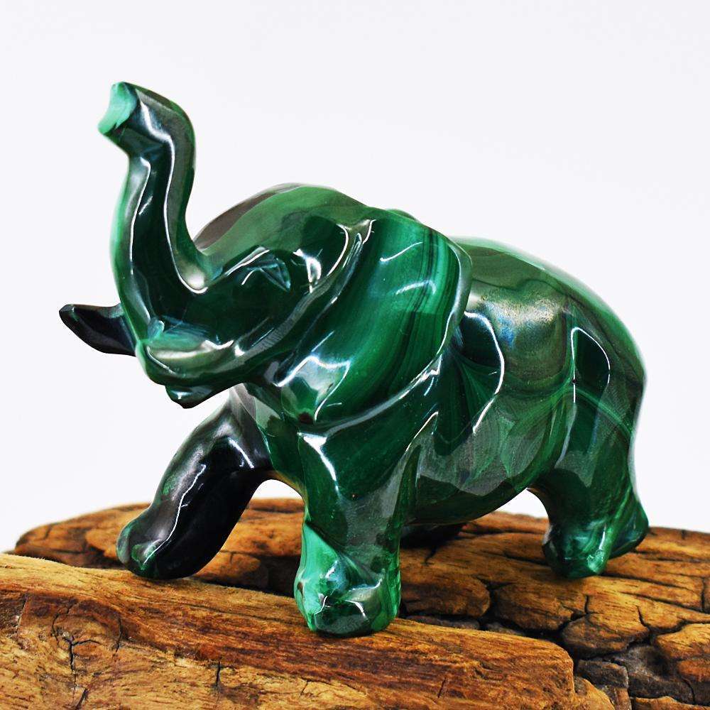 gemsmore:Beautiful Malachite Hand Carved Elephant