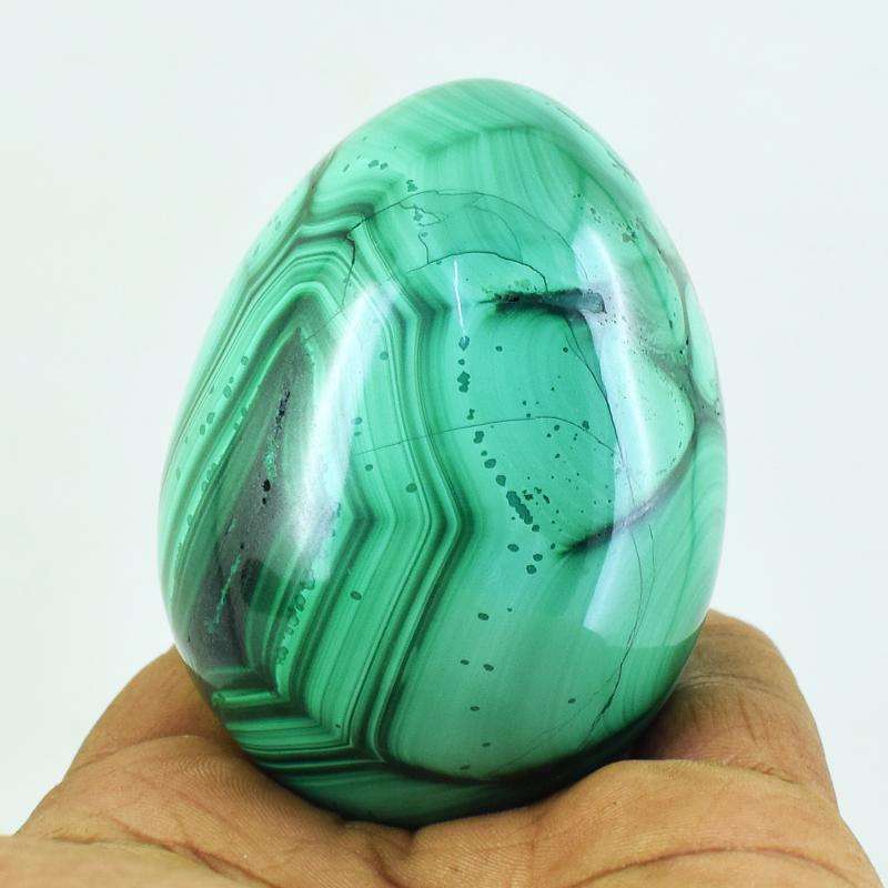 gemsmore:Beautiful Malachite Hand Carved Reiki Healing Egg