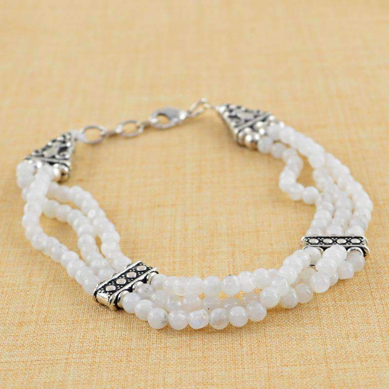 gemsmore:Beautiful Moonstone Beads Bracelet - Natural Round Shape