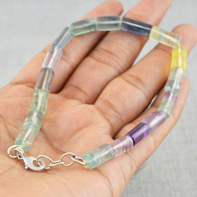 gemsmore:Beautiful Multicolor Fluorite Bracelet Natural Untreated Beads