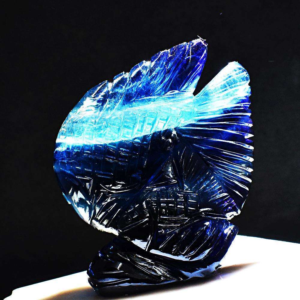gemsmore:Beautiful Multicolor Fluorite Craftsmen Carved Fish Gemstone