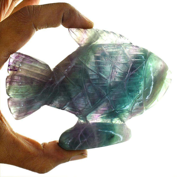 gemsmore:Beautiful Multicolor Fluorite Hand Carved Fish