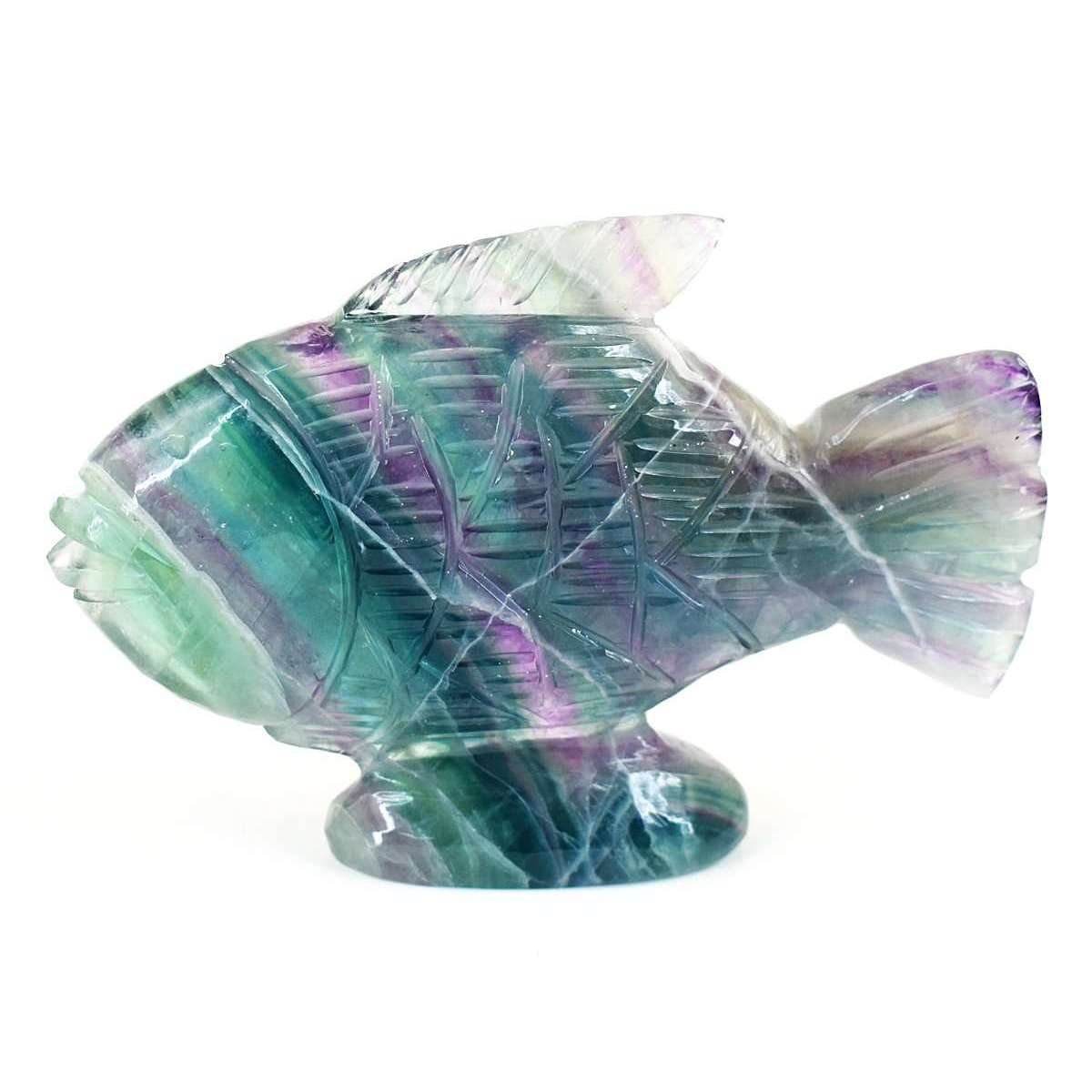 gemsmore:Beautiful Multicolor Fluorite Hand Carved Fish