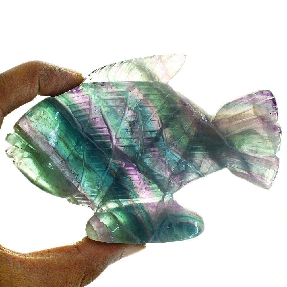 gemsmore:Beautiful Multicolor Fluorite Hand Carved Fish