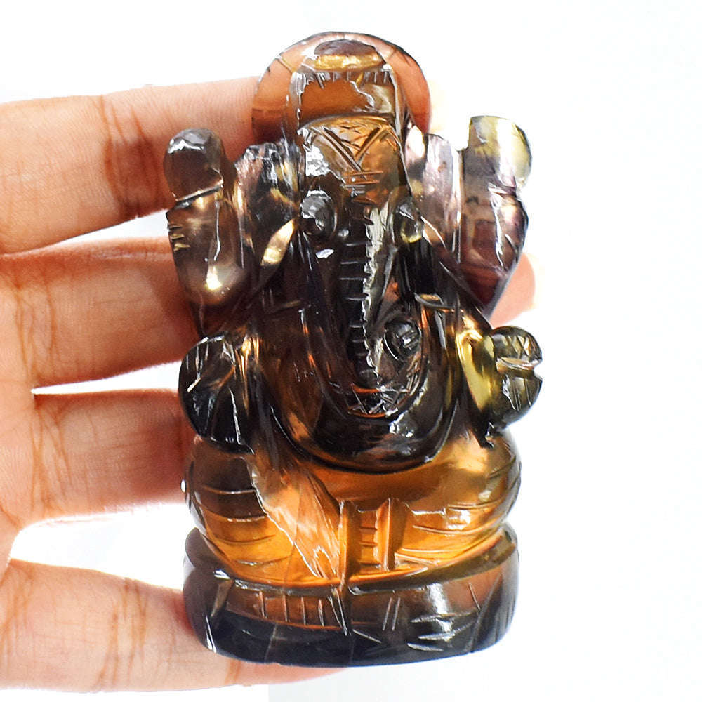 gemsmore:Beautiful Multicolor Fluorite Hand Carved Ganesha