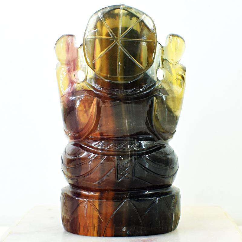 gemsmore:Beautiful Multicolor Fluorite Hand Carved Lord Ganesha
