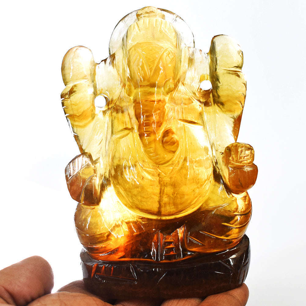 gemsmore:Beautiful  Multicolor Fluorite Hand Carved Lord Ganesha