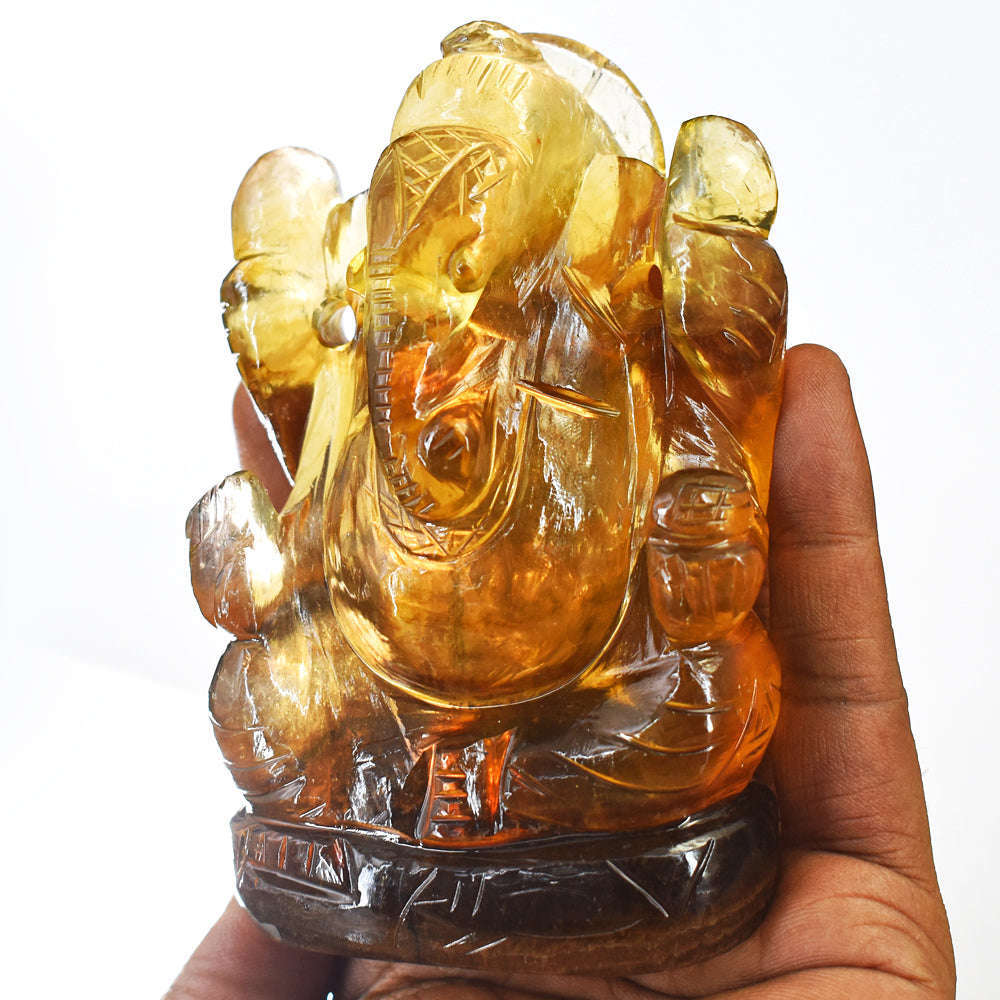 gemsmore:Beautiful  Multicolor Fluorite Hand Carved Lord Ganesha