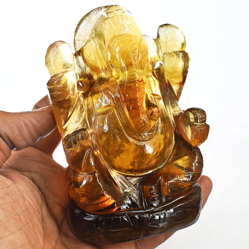 gemsmore:Beautiful  Multicolor Fluorite Hand Carved Lord Ganesha