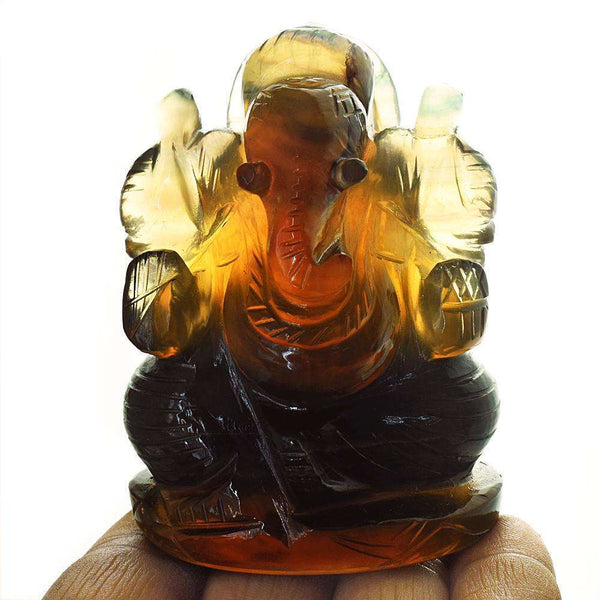 gemsmore:Beautiful Multicolor Fluorite Hand Carved Lord Ganesha