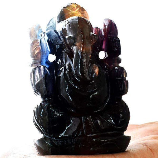 gemsmore:Beautiful Multicolor Fluorite Hand Carved Lord Ganesha