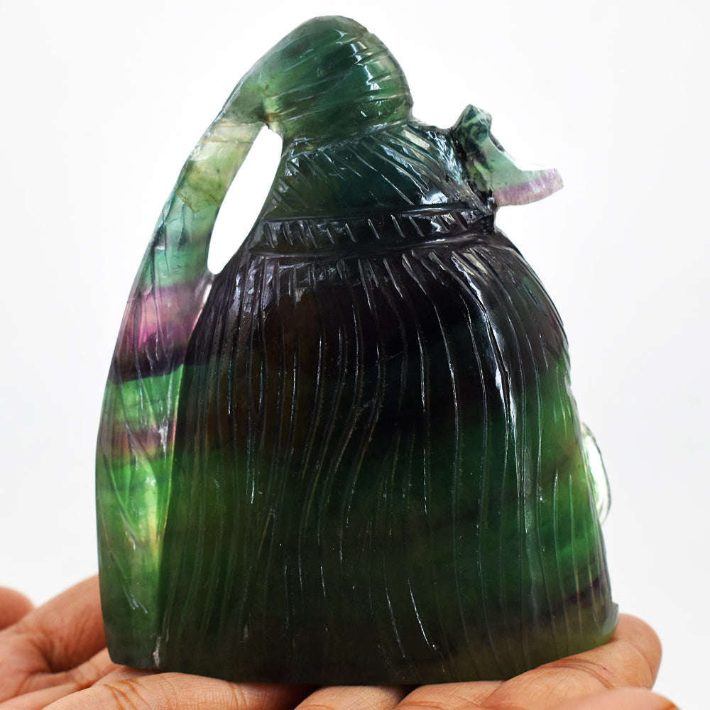 gemsmore:Beautiful  Multicolor Fluorite Hand Carved Lord Shiva Head Carving