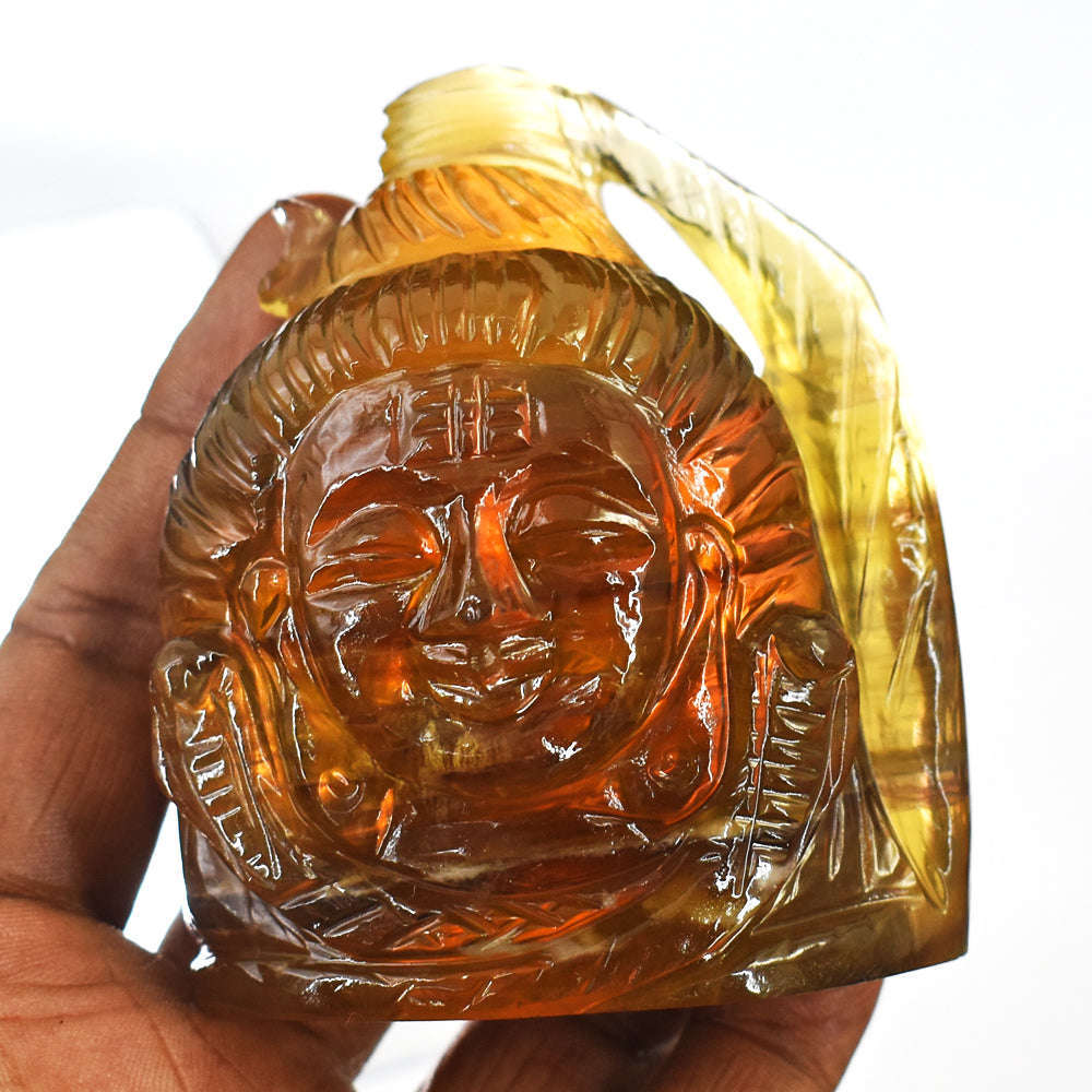 gemsmore:Beautiful Multicolor Fluorite Hand Carved Lord Shiva Head Gemstone