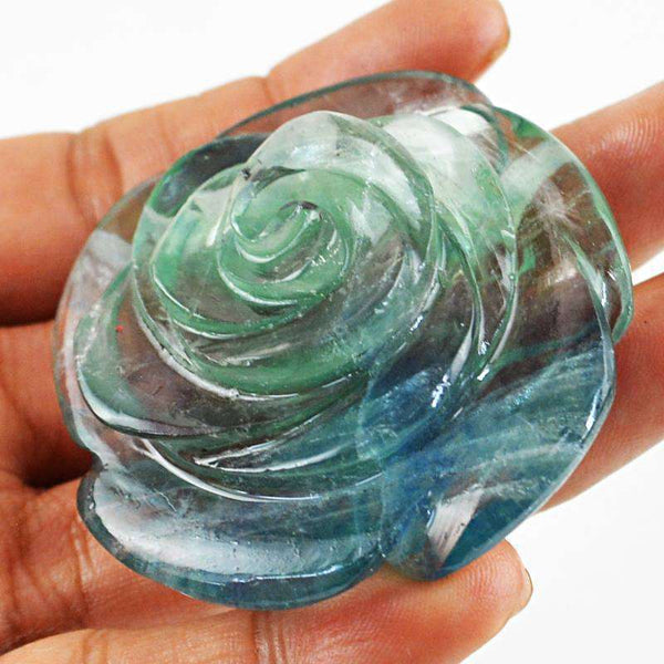 gemsmore:Beautiful Multicolor Fluorite Hand Carved Rose Gemstone