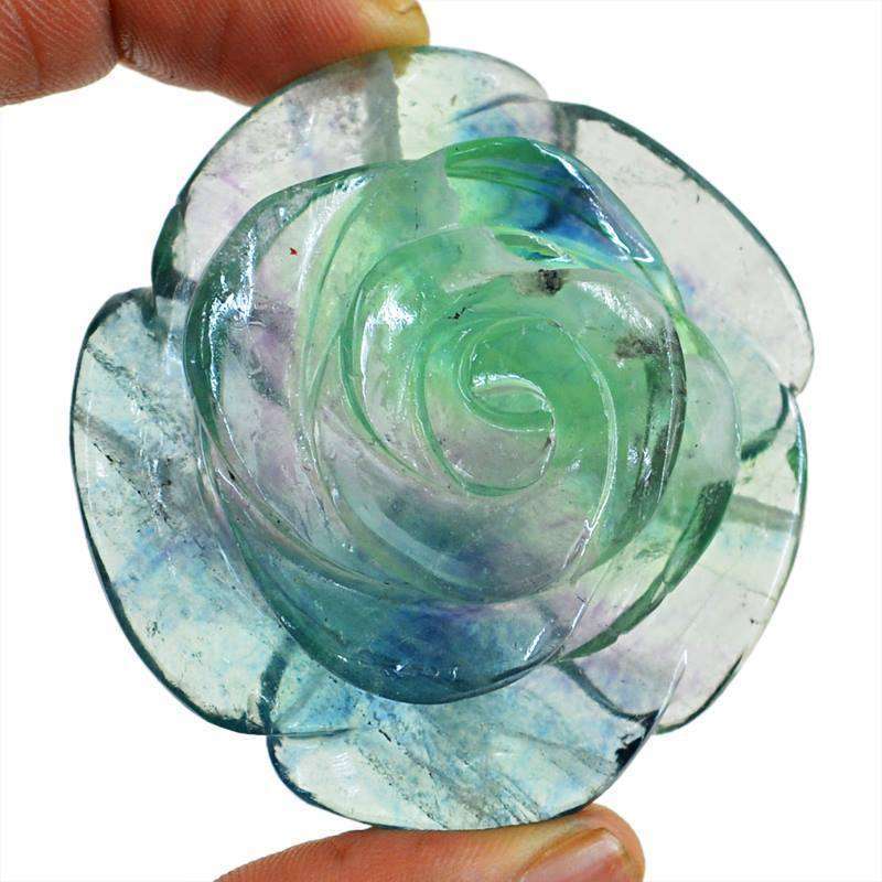 gemsmore:Beautiful Multicolor Fluorite Hand Carved Rose Gemstone