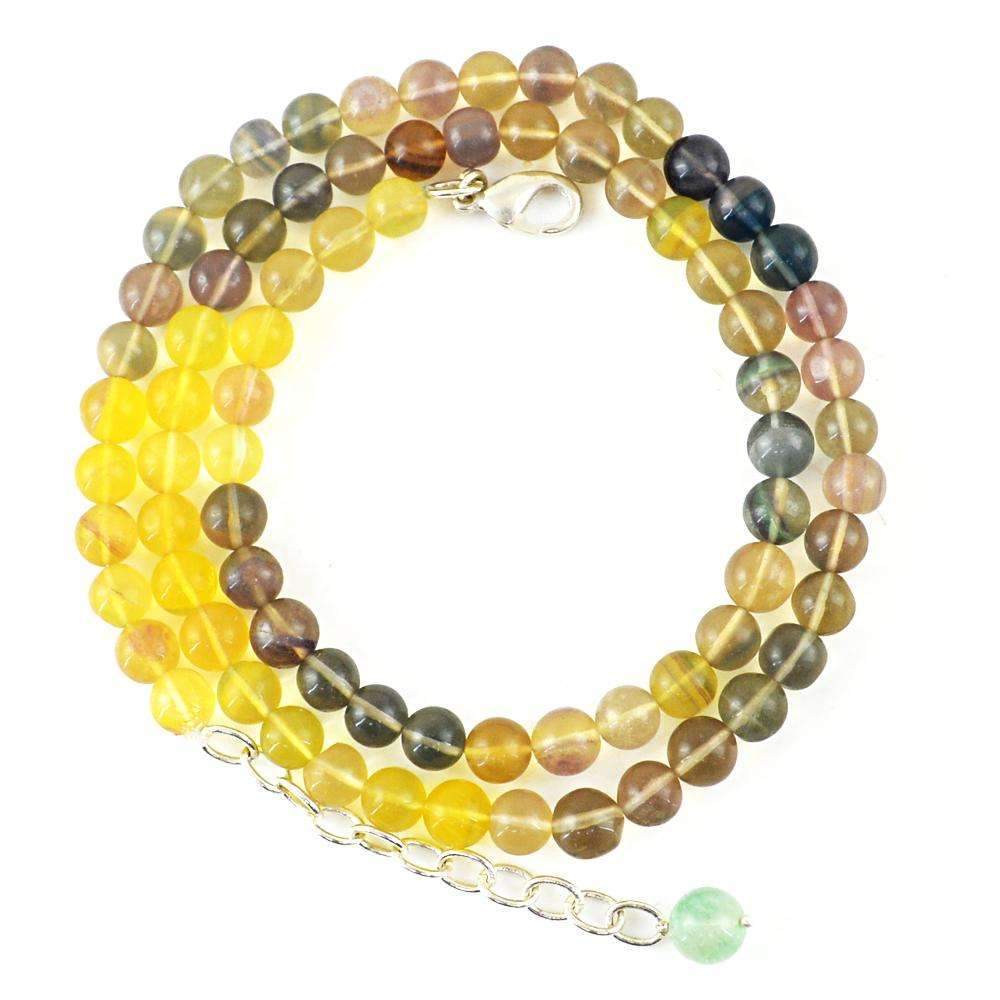 gemsmore:Beautiful Multicolor Fluorite Necklace Natural 20 Inches Long Round Shape Beads