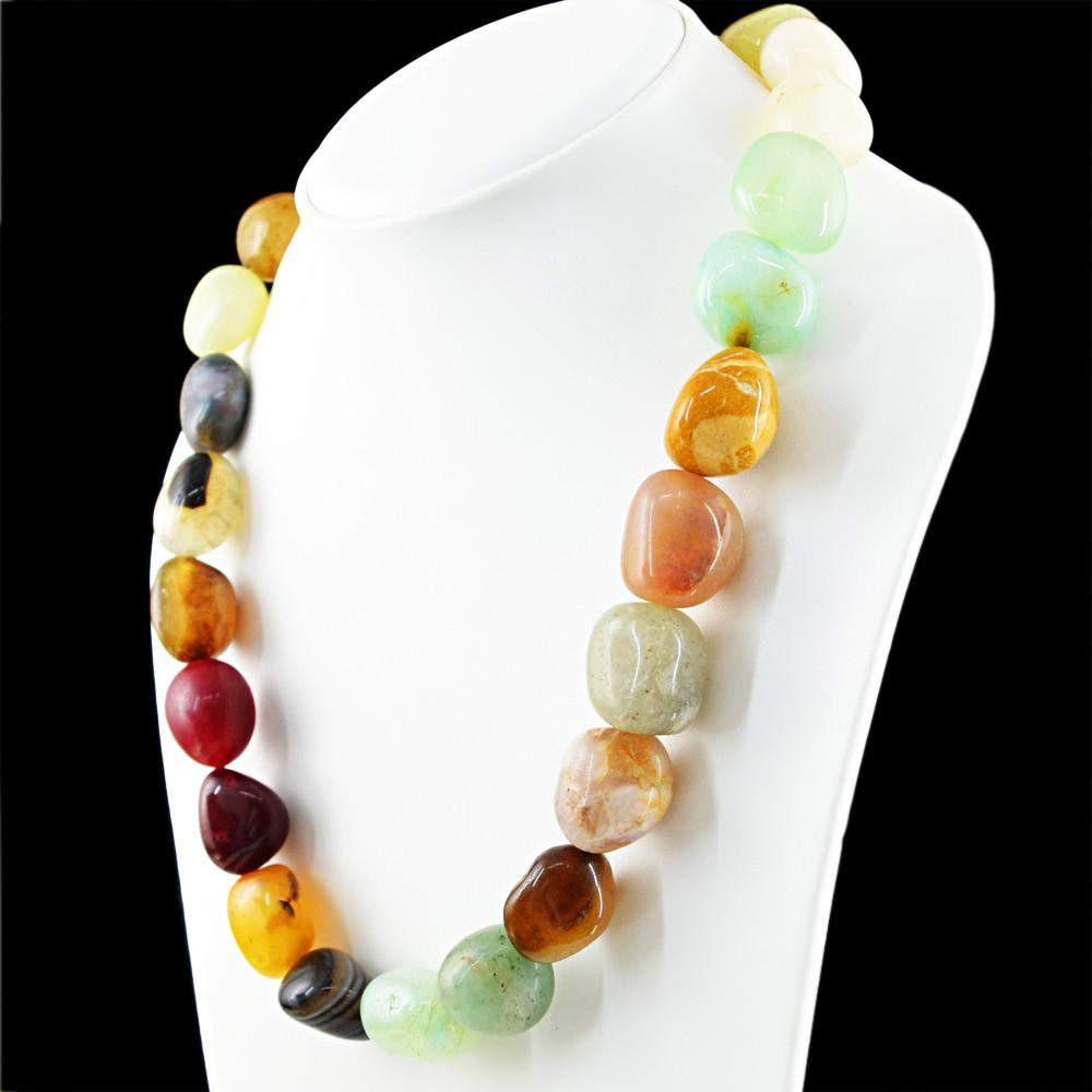 gemsmore:Beautiful Multicolor Multi Gemstone Necklace Natural Untreated Beads