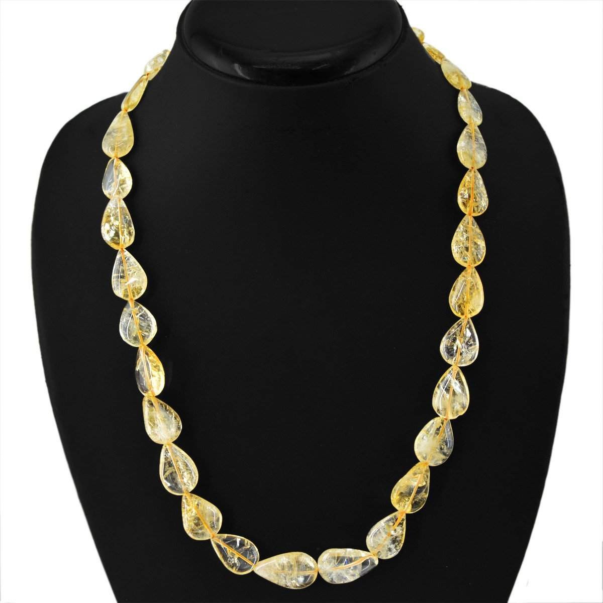 gemsmore:Beautiful Natural Golden Rutile Quartz Necklace Unheated Single Strand Pear Beads
