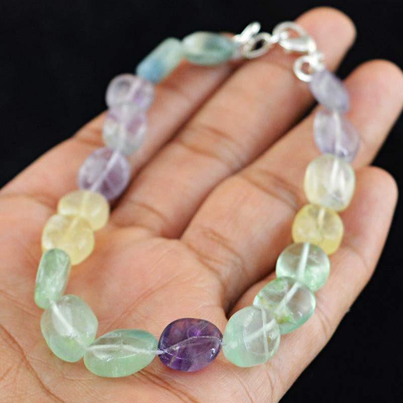 gemsmore:Beautiful Natural Multicolor Fluorite Bracelet Untreated Beads