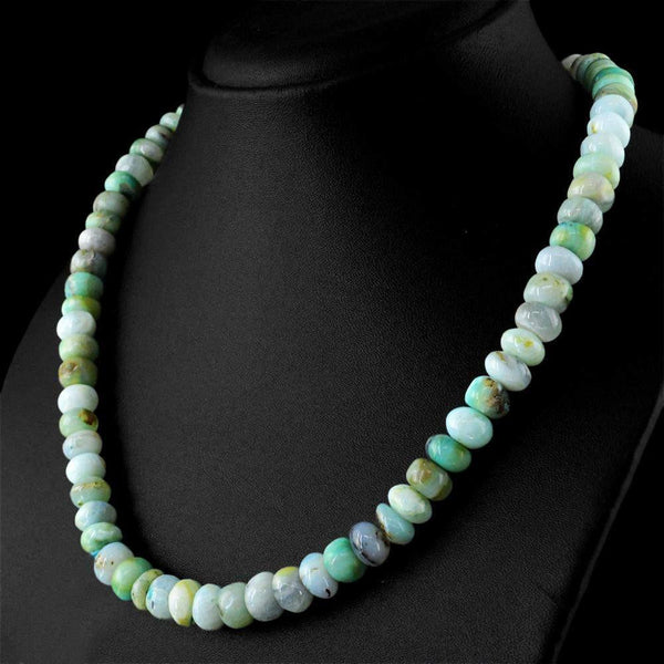 gemsmore:Beautiful Natural Peruvian Opal Necklace Untreated 20 Inches Long Round Beads