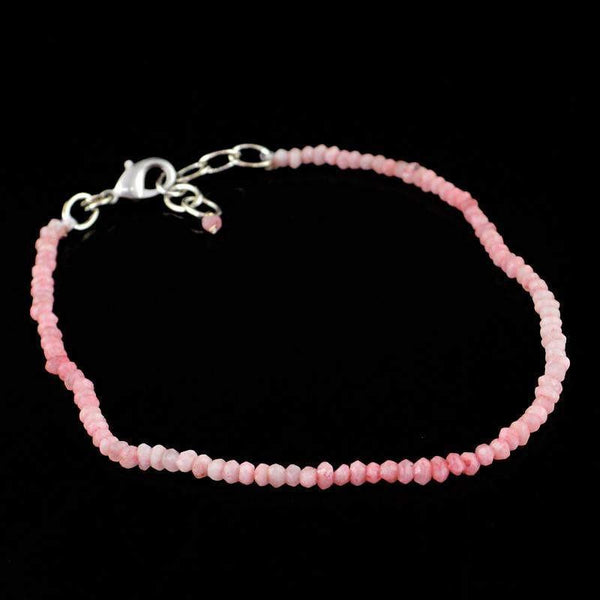 gemsmore:Beautiful Natural Pink Opal Bracelet Round Shape Faceted Beads
