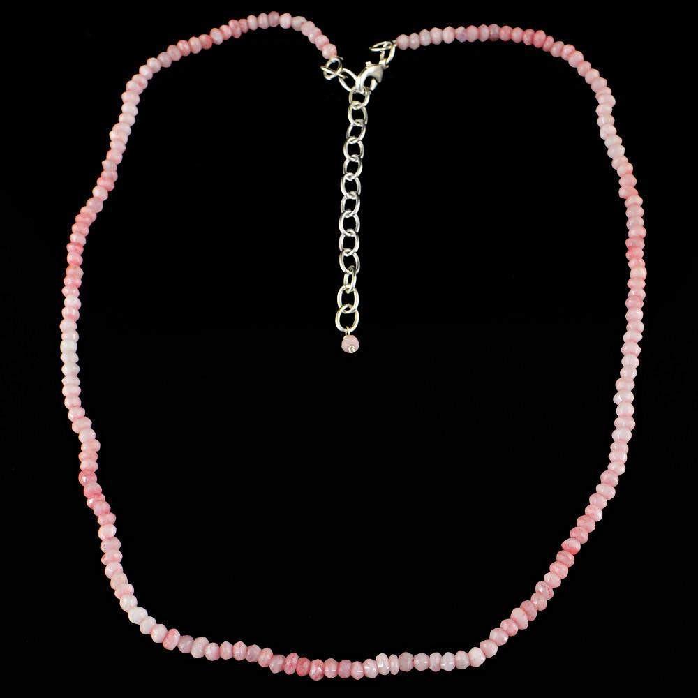 gemsmore:Beautiful Natural Pink Opal Necklace Round Shape Faceted Beads
