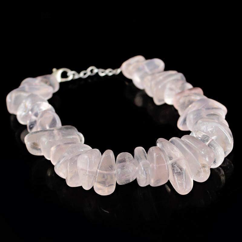 gemsmore:Beautiful Natural Pink Rose Quartz Bracelet Untreated Beads