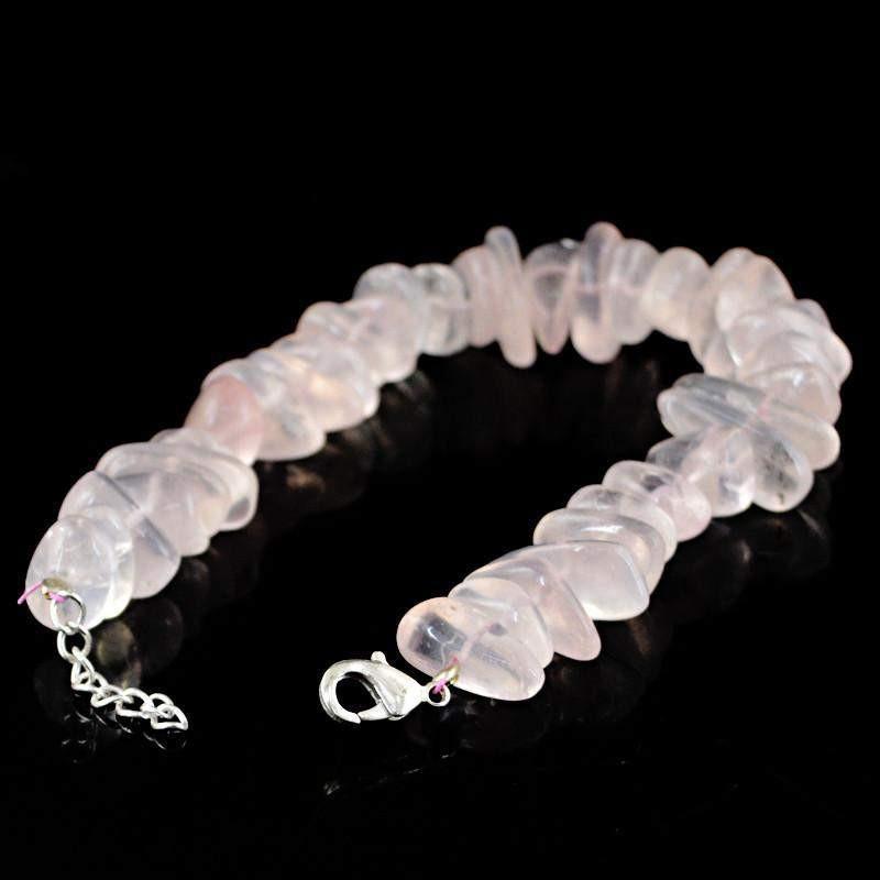 gemsmore:Beautiful Natural Pink Rose Quartz Bracelet Untreated Beads