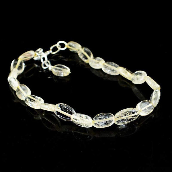 gemsmore:Beautiful Natural Rutile Quartz Bracelet Untreated Beads