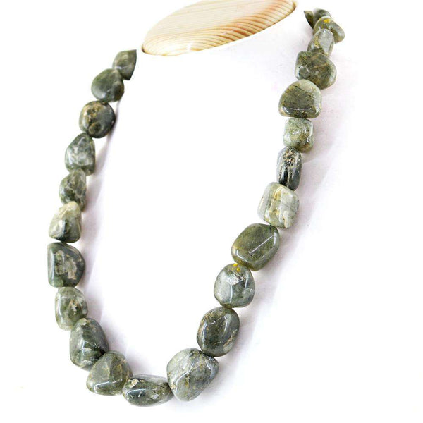 gemsmore:Beautiful Natural Rutile Quartz Necklace Single Strand Untreated Beads