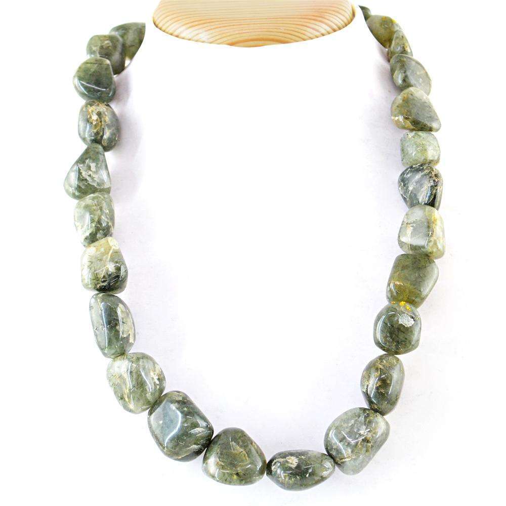 gemsmore:Beautiful Natural Rutile Quartz Necklace Single Strand Untreated Beads