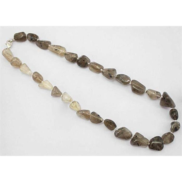 gemsmore:Beautiful Natural Rutile Quartz Untreated Beads Necklace