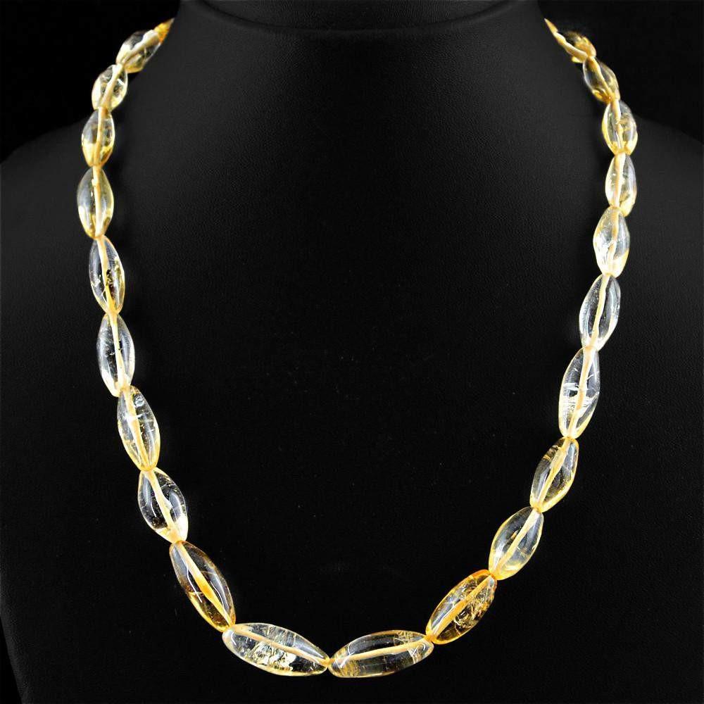 gemsmore:Beautiful Natural Yellow Citrine Necklace Untreated Beads
