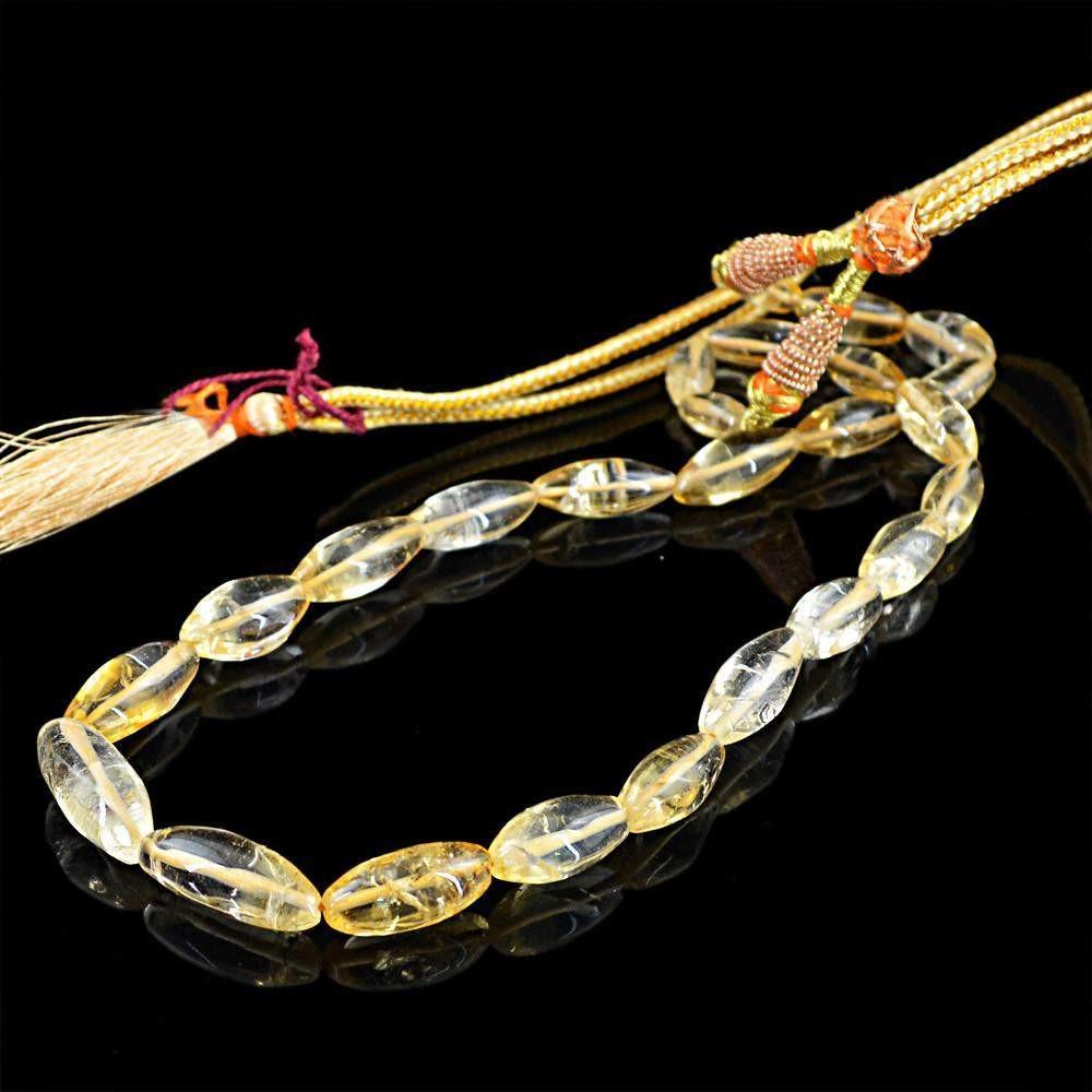 gemsmore:Beautiful Natural Yellow Citrine Necklace Untreated Beads