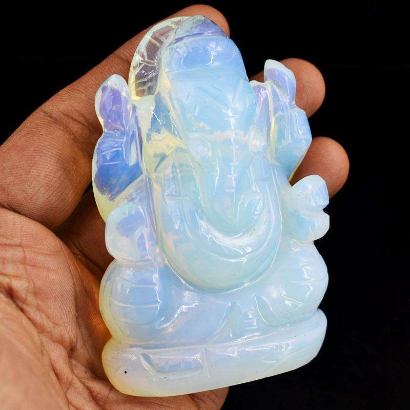 gemsmore:Beautiful Opalite Hand Carved Lord Ganesha