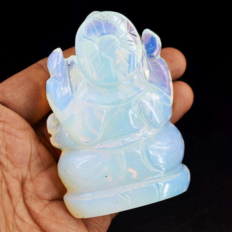 gemsmore:Beautiful Opalite Hand Carved Lord Ganesha